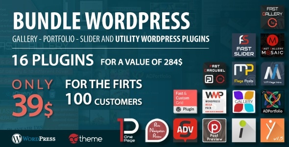 Bundle WordPress gallery, portfolio, slider and utility WordPress plugins - CodeCanyon Item for Sale