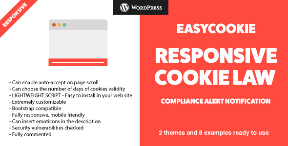 EasyCookie WordPress Plugin - GDPR Responsive Cookie Law Compliance Alert Notification - CodeCanyon Item for Sale