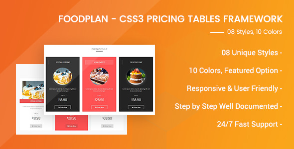Foodplan - Responsive Pricing Tables Framework - CodeCanyon Item for Sale