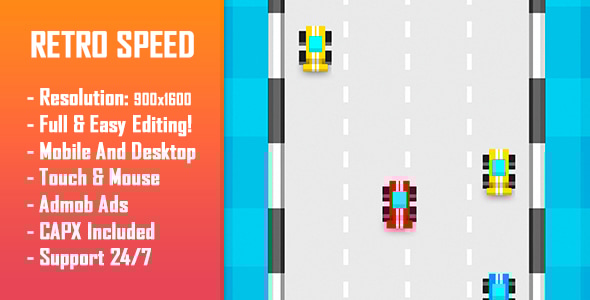 Retro Speed - HTML5 Game + Mobile Version! (Construct 2 / Construct 3 / CAPX) - CodeCanyon Item for Sale