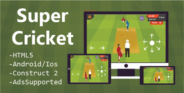 Super Cricket (HTML5 Game + Construct 2&3 CAPX) - CodeCanyon Item for Sale