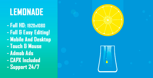 Lemonade - HTML5 Game + Mobile Version! (Construct-2 CAPX) - CodeCanyon Item for Sale