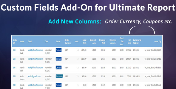 Custom Fields Add-on For WooCommerce Ultimate Reports - CodeCanyon Item for Sale