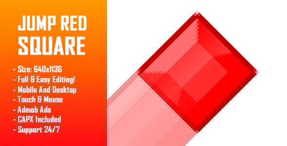 Jump Red Square - HTML5 Game + Mobile Version! (Construct-2 CAPX) - CodeCanyon Item for Sale