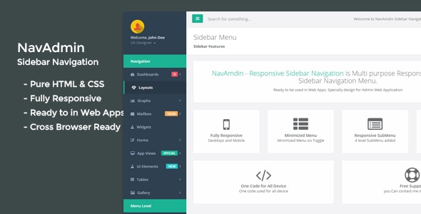NavAmdin - Responsive Sidebar Navigation - CodeCanyon Item for Sale