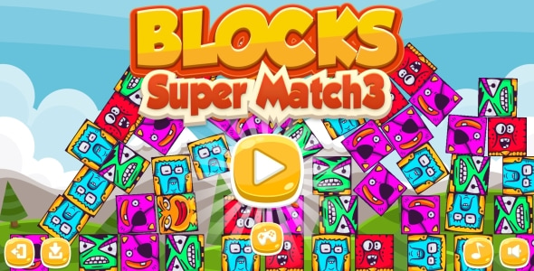 Blocks Super Match3 - HTML5 Game + Android (Construct 3 | Construct 2 | Capx) - CodeCanyon Item for Sale