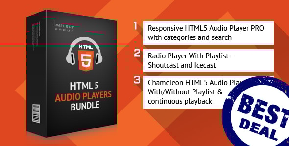 HTML5 Responsive Audio Players Bundle by LambertGroup | CodeCanyon