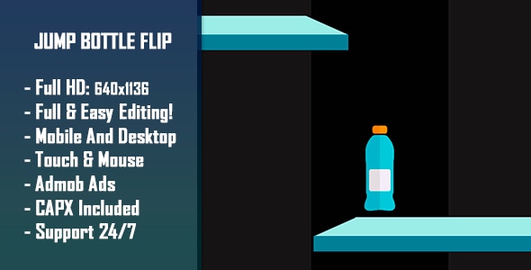 Jump Bottle Flip - HTML5 Game + Mobile Version! (Construct-2 CAPX) - CodeCanyon Item for Sale