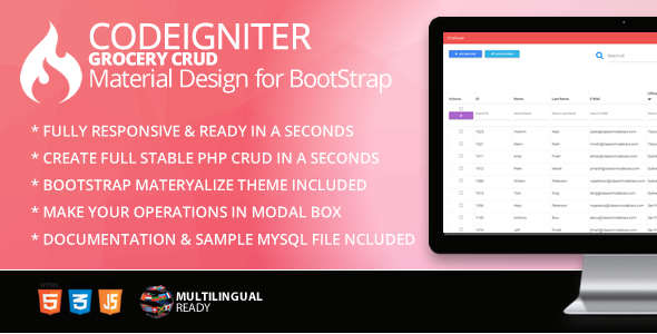 Codeigniter Grocery CRUD Material Design for Bootstrap Theme - CodeCanyon Item for Sale