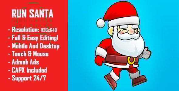 Santa Runner - HTML5 Game + Mobile Version! (Construct-2 CAPX) - CodeCanyon Item for Sale