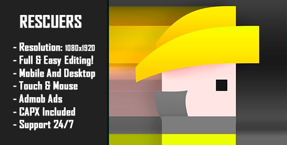 Rescuers - HTML5 Game + Mobile Version! (Construct 2 / Construct 3 / CAPX) - CodeCanyon Item for Sale