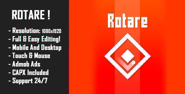 Rotare - HTML5 Game + Mobile Version! (Construct 2 / Construct 3 / CAPX) - CodeCanyon Item for Sale