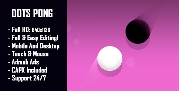 Dots Pong - HTML5 Game + Mobile Version! (Construct 2 / Construct 3 / CAPX) - CodeCanyon Item for Sale