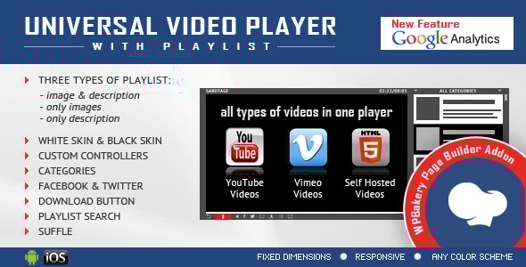 Universal Video Player - Addon for WPBakery Page Builder - CodeCanyon Item for Sale
