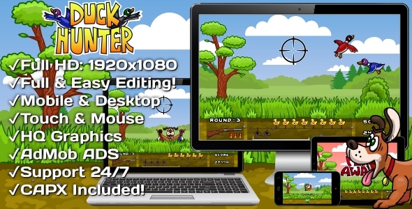 Duck Hunter - HTML5 Game + Mobile Version! (Construct 3) - CodeCanyon Item for Sale