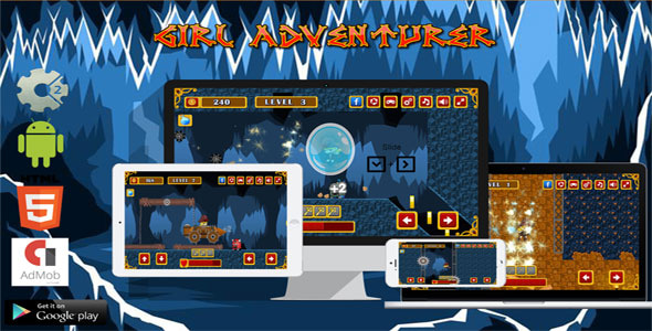 Girl Adventurer - HTML5 Javascript game(Construct2 | Construct 3 both version included) - CodeCanyon Item for Sale