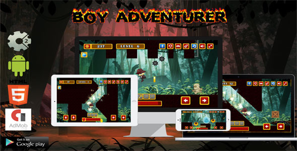 Boy Adventurer - HTML5 Javascript game(Construct2 | Construct 3 both version included) - CodeCanyon Item for Sale
