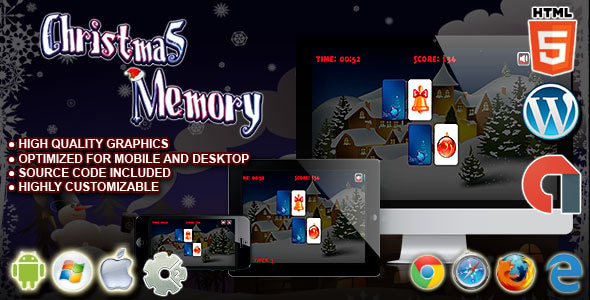 Christmas Memory - HTML5 Construct Puzzle Game - CodeCanyon Item for Sale