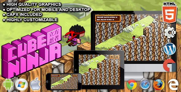 Cube Ninja - HTML5 Construct Running Game - CodeCanyon Item for Sale