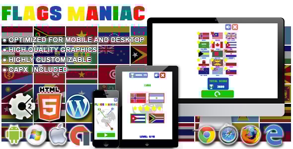 Flags Maniac - HTML5 Construct 2 Game - CodeCanyon Item for Sale