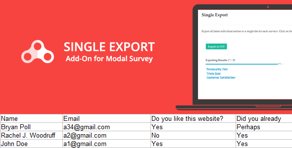 Single Export - Modal Survey Add-on - CodeCanyon Item for Sale