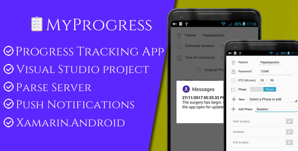MyProgress, Progress Tracking App (Visual Studio project for Xamarin.Android with Parse Server) - CodeCanyon Item for Sale