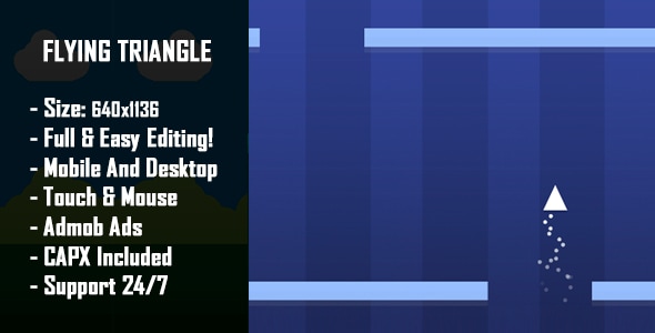 Flying Triangle - HTML5 Game + Mobile Version! (Construct 2 / Construct 3 / CAPX) - CodeCanyon Item for Sale