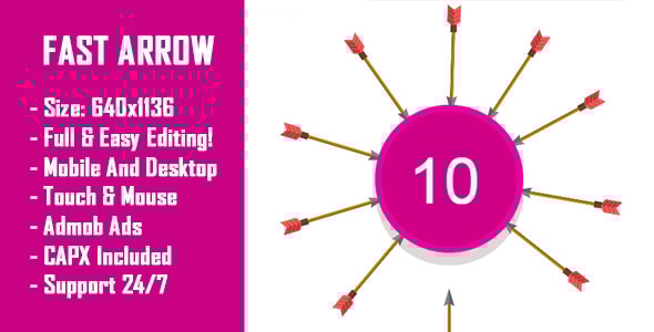 Fast Arrow - HTML5 Game + Mobile Version! (Construct 2 / Construct 3 / CAPX) - CodeCanyon Item for Sale