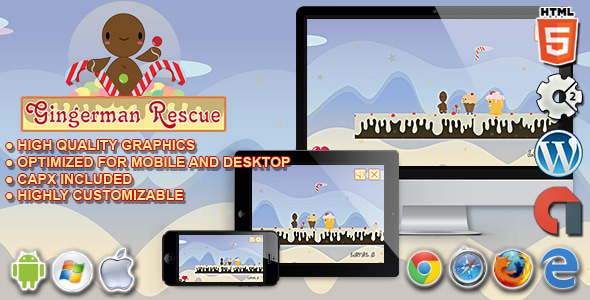 Gingerman Rescue - HTML5 Construct 2 Platform Game - CodeCanyon Item for Sale