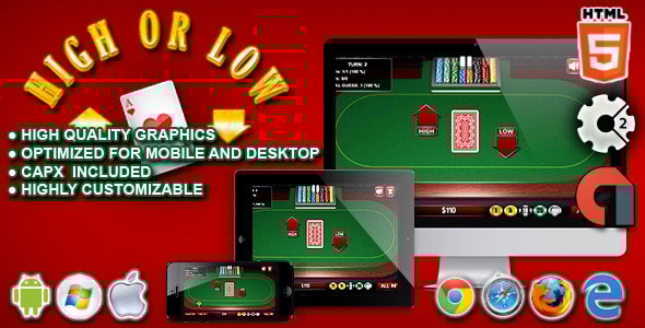 High or Low - HTML5 Construct Casino Game - CodeCanyon Item for Sale