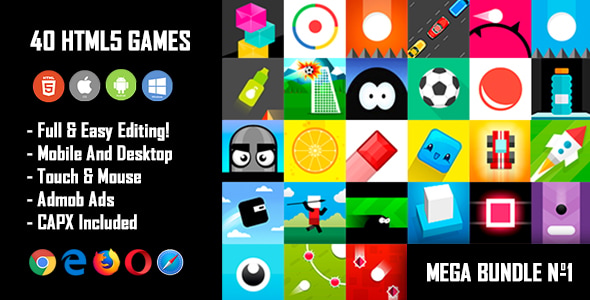 40 HTML5 Games + Mobile Version!!! MEGA BUNDLE №1 (Construct 2 / CAPX) - CodeCanyon Item for Sale
