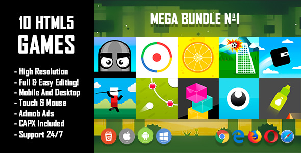 10 HTML5 Games + Mobile Version!!! MEGA BUNDLE №1 (Construct 2 / CAPX) - CodeCanyon Item for Sale