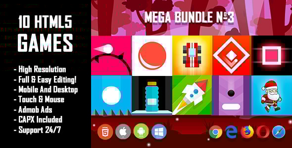 10 HTML5 Games + Mobile Version!!! MEGA BUNDLE №3 (Construct 2 / CAPX) - CodeCanyon Item for Sale