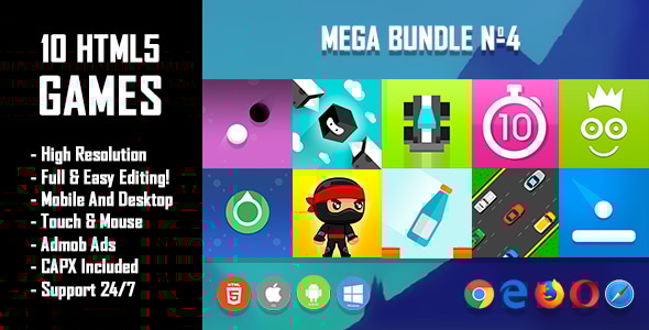 10 HTML5 Games + Mobile Version!!! MEGA BUNDLE №4 (Construct 2 / CAPX) - CodeCanyon Item for Sale