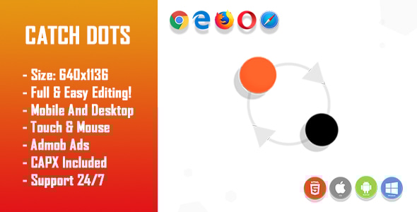 Catch Dots - HTML5 Game + Mobile Version! (Construct-2 CAPX) - CodeCanyon Item for Sale