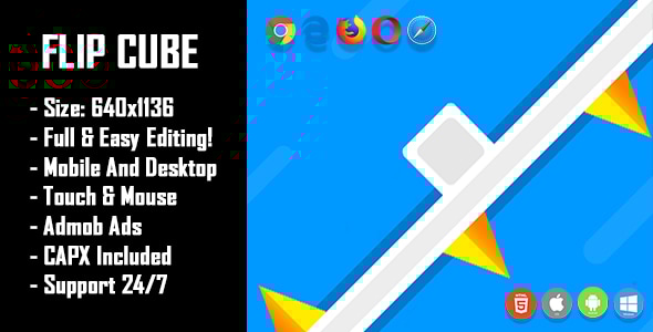 Flip Cube - HTML5 Game + Mobile Version! (Construct 2 / Construct 3 / CAPX) - CodeCanyon Item for Sale