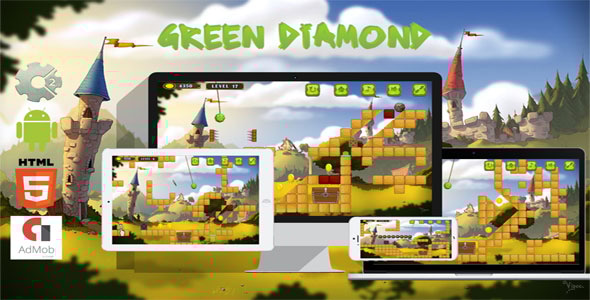 Green Diamond - HTML5 Javascript game(Construct2 | Construct 3 both version included) - CodeCanyon Item for Sale