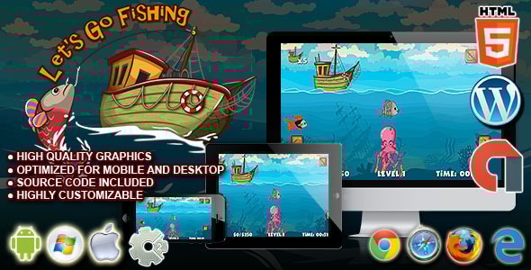 Let's Go Fishing - HTML5 Construct 2 Skill Game - CodeCanyon Item for Sale