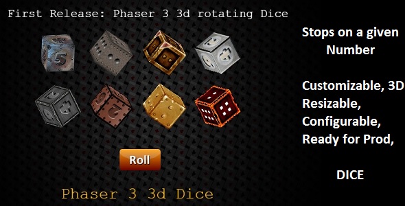 Phaser 3 3D Dice Class: Customizable - CodeCanyon Item for Sale