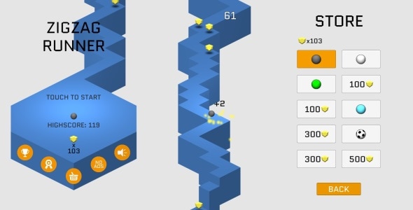 ZigZag Runner Unity3D Game (Admob Ads integrated) - CodeCanyon Item for Sale
