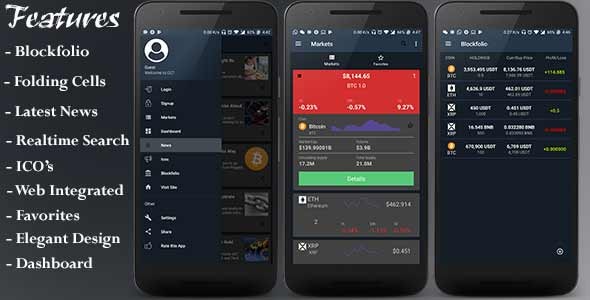 CCT - Crypto Currency Tracker Android App | Blockfolio | ICO's | Admob Ads | Notifications | News - CodeCanyon Item for Sale