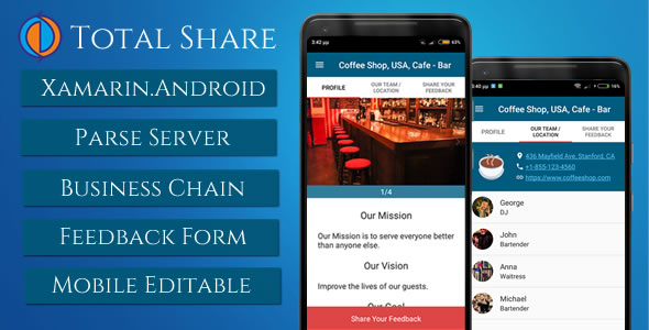 Total Share, Business presentation with feedback form (Xamarin.Android with Parse Server) - CodeCanyon Item for Sale