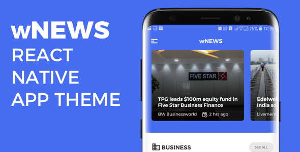 wNEWS React Native App Theme - CodeCanyon Item for Sale