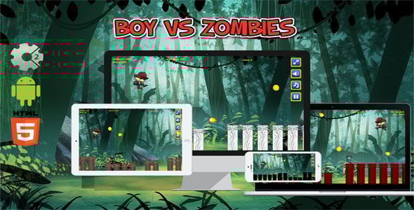 Boy vs Zombies - HTML5 Javascript game(Construct2 | Construct 3 both version included) - CodeCanyon Item for Sale