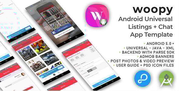 woopy | Android Universal Listings + Chat App Template - CodeCanyon Item for Sale