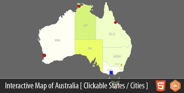 Interactive Map of Australia - HTML5 - CodeCanyon Item for Sale