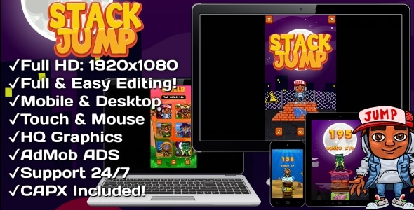 Stack Jump - HTML5 Game 6 Levels + Mobile Version! (Construct 3 | Construct 2 | Capx) - CodeCanyon Item for Sale