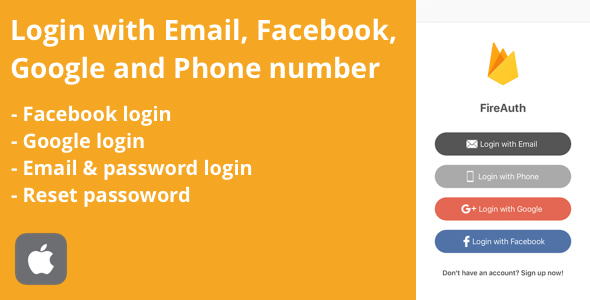FireAuth - Sign in and Sign up with Email, Facebook and Google iOS Utility Tool - CodeCanyon Item for Sale