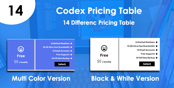 Codex Pricing Tables Pack - CodeCanyon Item for Sale