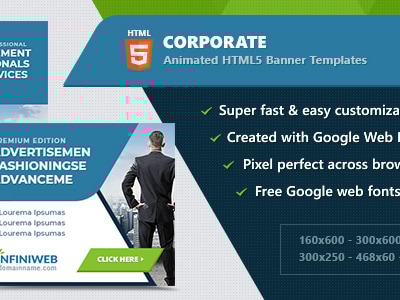 HTML5 Animated Banner Ads - Corporate (GWD) by InfiniWeb | CodeCanyon